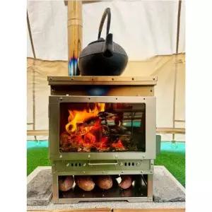 강염스토브 캠핑 버너 스틸 대형 유리창 관찰식 야외 2차 연소 텐트 난방용 장작 난로