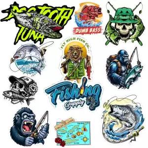 낚시소품케이스 장비 가방 낚시 스티커 바닷물 미끼 보트 데칼 태클 박스 쿨러 수하물 낚시꾼 용 방수 비닐