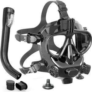 풀 페이스 스노클링 마스크 다이빙 180 뷰 최신 드라이탑 시스템 매끄러운 호흡 김서림 방지 누수 착용하기