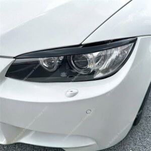 BMW E92 E93 2Pcs ABS 광택 헤드 라이트 사악한 눈썹 눈꺼풀 3 325i 330i 330d 335i 335d Pre-LCI 3D 스티커 튜닝