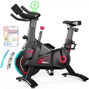 다이내믹 LED 조명이 장착된 YESSOUL 자율 주행 운동 자전거 안정적인 삼각 프레임 듀얼 스테이지 드라이브