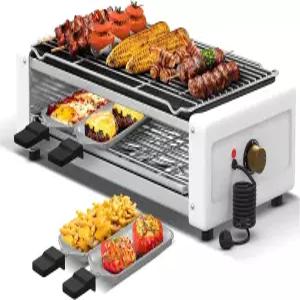 Corekit 무연 실내 전기 그릴 4-in-1 주방 및 기숙사용 논스틱 조리대 조절 가능한 온도 탈착식 플레이트