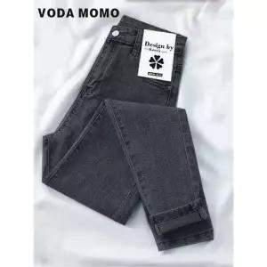 찢어진 와이드 여자통 키작녀 린넨데님팬츠 여성용 스키니 스트레치 진 하이웨이스트 펜슬 팬츠 빈티지 슬