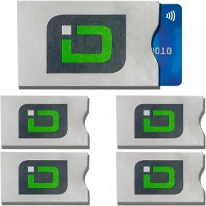 RFID 차단 신용카드 슬리브 보호기 - 미국산 직불카드 및 ID 보호용 슬림 지갑 삽입물 5 로고 팩 타이벡