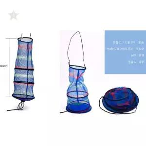 낚시 접이식 원형 그물 보관함 물고기 보관용 메쉬 통발형 살림통 낚시도구