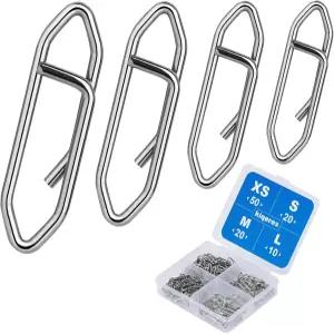 키케레스 100PCS 낚시 속도 클립 스테인리스 스틸 스냅 고강도 루어 담수용 퀵 체인지 세트 및 소금물