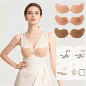 여성용 재사용 가능한 실리콘 브라 스티커 접착식 투명 가슴 패치 망고 패드 스트랩 없는 속옷