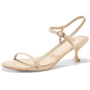 쿠토 여성 스트래피 힐 샌들 키튼 로우 오픈 토 발목 스트랩 파티 웨딩 드레스 슈즈