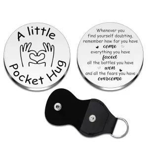 Ibiwe 포켓 포옹 토큰 키체인 남자친구 여자친구 행운을 빕니다 선물 여성용 남성용 장거리 관계 키링 영감