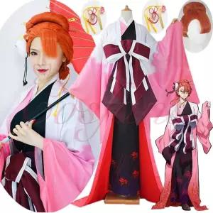 애니메이션 문고 스트레이 도그 피규어 오자키 코요 히간바나 기모노 코스프레 의상 맞춤 제작 가발 드레스