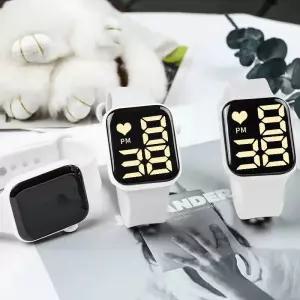 스마트 워치 손목 밴드 러브 LED 전자 패션 심플 스퀘어 터치 수영 방수 어린이용 팔찌 시계 손목시계