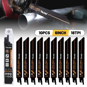 TOLESA 10PCS 바이메탈 왕복 톱 블레이드 금속 파이프용 절단 Sawzall 프로파일 및 중간