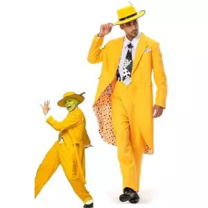 할로윈 코스프레 코스튬 옷 이벤트 의상 남성용 마스크 짐 캐리 노란색 정장 파티 역할 놀이 성인 남성 신