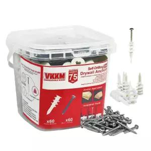 동공앙카 나비 석고 토우 120개 셀프 드릴링 건식벽 앵커 나사 60개60개 8 X 1-14인치