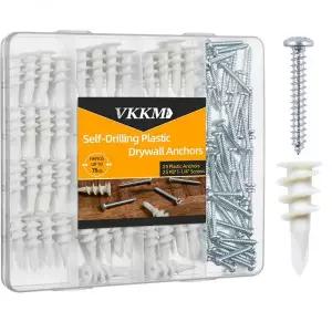 동공앙카 나비 석고 토우 VKKM 25세트 8개 나일론 앵커 봉 셀프 태핑 나사 키트 가정 앵커리지