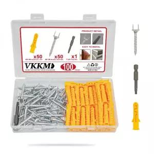 동공앙카 나비 석고 토우 100개 셀프 태핑 나사 키트 스틸 크로스 팁 벽 앵커 건식벽용