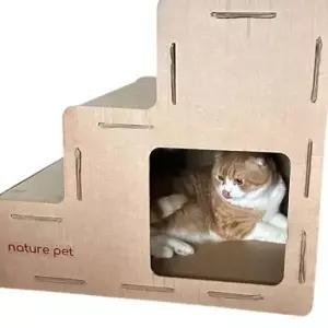 종이스크래처 고양이 계단 스크래처 하우스 일체형 고령묘 관절보호