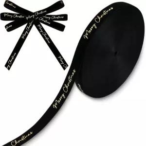 선물 포장 크리스마스 트리 공예품 파티 및 홈 장식을 위한 20야드 벨벳 리본 롤 금박 메리 홀리데이 블랙