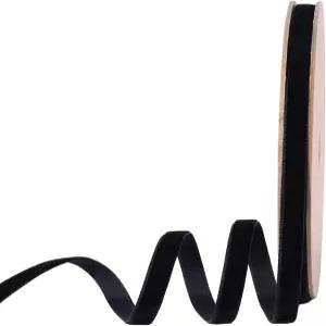 크리스마스 트리 선물 포장 화환 활 장식을 위한 라리본 블랙 벨벳 리본 3/8인치 x 25야드 얇은