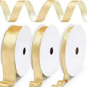 윤리 3롤 크리스마스 벨벳 와이어 리본 0.6 1 1.5인치 양면 트리 장식 선물 포장 공예 화환 용품 총 30야드