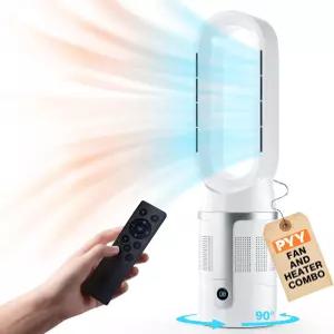 PYY 무검 히터 및 팬 콤보 - 1400W 공간 40W 타워 리모컨 필터 8단 속도 사계절 내내 사용 가능 90 진동