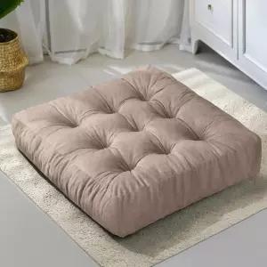 NEST LOOM 바닥 쿠션 - 의자 베개 명상 정사각형 대형 단단한 두꺼운 터프트 베이지 21.65인치 x