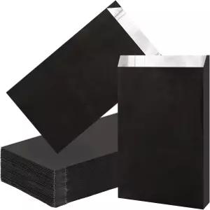 핫푸드용 EUSOAR 알루미늄 호일 백 일회용 4.7 x8.6 x1.6 블랙 그리스 햄버거 포장 베이커리 쿠키 간식