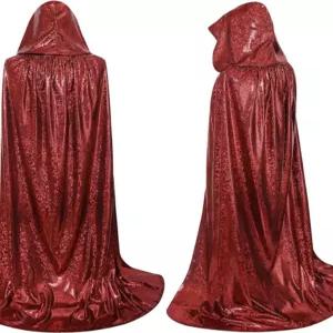 반짝이 후드 코스튬 할로윈 광택 긴 남녀 롤 망토 공용