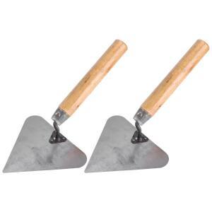 2개 세트 핸드 트로웰 벽돌공용 플라스터 스테인리스 스틸 나무 손잡이 콘크리트 평탄화 도구 다용도 건축