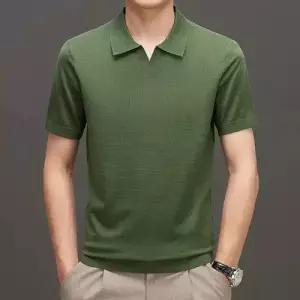 울 니트 가을 캐주얼 갈매기 칼라넥 칼라 반팔 남자니트 얇은 티 원템2