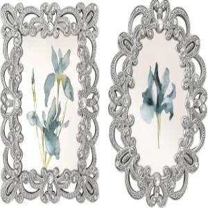 기프티 빈티지 실버 미니 프레임 세트/2개 테이블탑 디스플레이용 홈 데코 크리스마스 결혼식 졸업식 또는