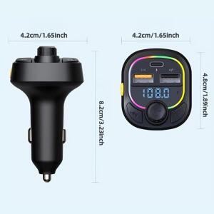 차량용 호환 어댑터 FM 트랜스미터 블루투스 핸즈프리 무선 카 키트 USB C 충전기 자동차 차량용 호환 라디