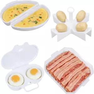 전자레인지 아침 식사 세트 달걀 밀렵꾼 오믈렛 메이커 베이컨 트레이 감자 쿠커가 포함된 4개의 키트