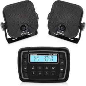 Herdio 4인치 방수 해상 스피커 블루투스 차량 AM /FM 라디오 스테레오 수신기와 호환되는 폴라리스 레인저