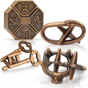 GVKES 펀 메탈 두뇌 티저 퍼즐 게임 - 마인드 트래블 3D 장난감 4종 10대 IQ 인사이트 챌린지 로직 교육용