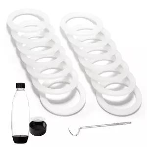 소다스트림 병뚜껑과 호환되는 24개의 개스킷 교체 실리콘 O 링 병 뚜껑 밀봉 부품 플라스틱 흰색