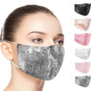 치아나 세퀸 패셔너블한 페이스 마스크 글리터 블링 세탁 가능한 재사용 여성용 디자인