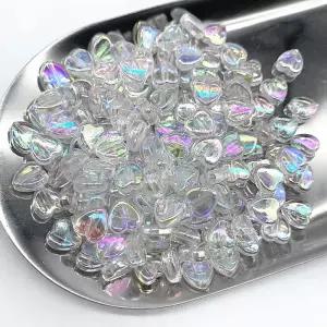 시드비즈 구슬 공예 반지 팔찌 100개 8mm 투명 AB 하트 아크릴 비즈 스페이서 수제