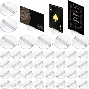 Harloon 50개 대형 카드 스탠드 투명 플라스틱 게임 홀더 1.4인치 종이 미니어처 베이스 명함 테이블