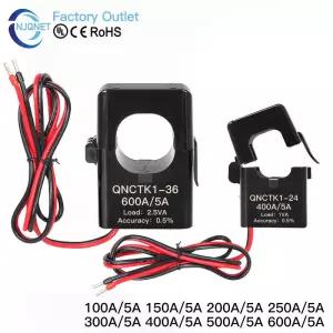 T5센서 코어 전류 트랜스포머 QNCTK1-24 100A 5A 150 5 2005 3005 400A 500A5A 600A AC CT 클램프 센서