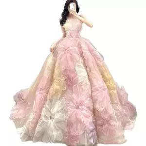 플라워드레스 웨딩촬영 유색드레스 롱 드레스 파티 피로연 예복 2025 신상