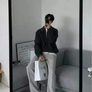 남성 반지퍼 캐쥬얼 빅사이즈 일상 니트