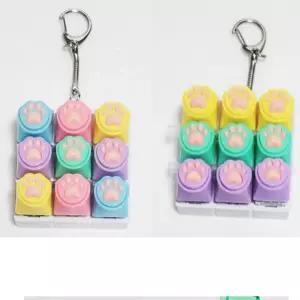 혼합 LED 불빛 고양이발 9구 냥발 키캡 키링 딸깍이 클리커 키홀더 폰키링 어린이날선물 열쇠고리 초등학생