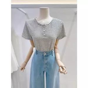 [갤러리아] [LAP]레이어드 스트라이프 헨리넥 반팔티셔츠 (AS7XT273)