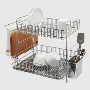 올스텐 강선 2단 일체형 식기건조대(대) 설거지건조대