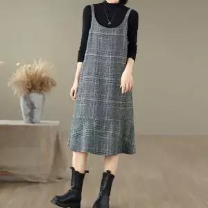 모직 점퍼스커트 투피스세트 체크무늬 뷔스티에 원피스 가을겨울 데일리룩 여성의류