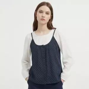 [샵앤] 여성 라운드 레이스 도트 땡땡이 뷔스티에 블라우스 NTT-WBL-21150