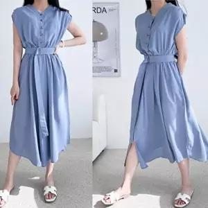 셔링 여신 캡소매 밴딩 롱원피스 벨트 세트 (HSJ-WFC1176)