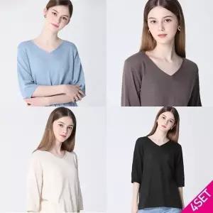 [르오트]4SET 에디션 린넨 블렌디드 5부소매 썸머니트 4종세트_17201745_588586