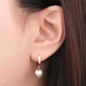 생일선물귀걸이 금침 하트 진주 드롭 원터치 귀걸이 14K